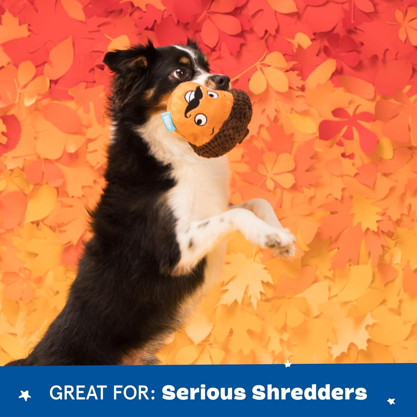 Dog Toy 2 in 1 Interactive, Plush Exterior with Squeaker & Textured Material, Tearable Dog Toy with Squeaky Spikey Ball Inside, Ideal for Toy Destroyers - Monsieur Acorn, Large