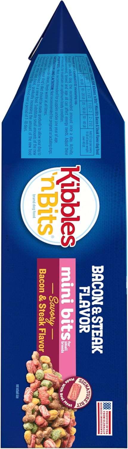 Mini Bits Small Breed Dry Dog Food, Savory Bacon & Steak Flavor for Adult Dogs, 3.5 Lb. Bag
