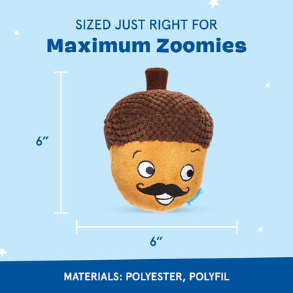 Dog Toy 2 in 1 Interactive, Plush Exterior with Squeaker & Textured Material, Tearable Dog Toy with Squeaky Spikey Ball Inside, Ideal for Toy Destroyers - Monsieur Acorn, Large