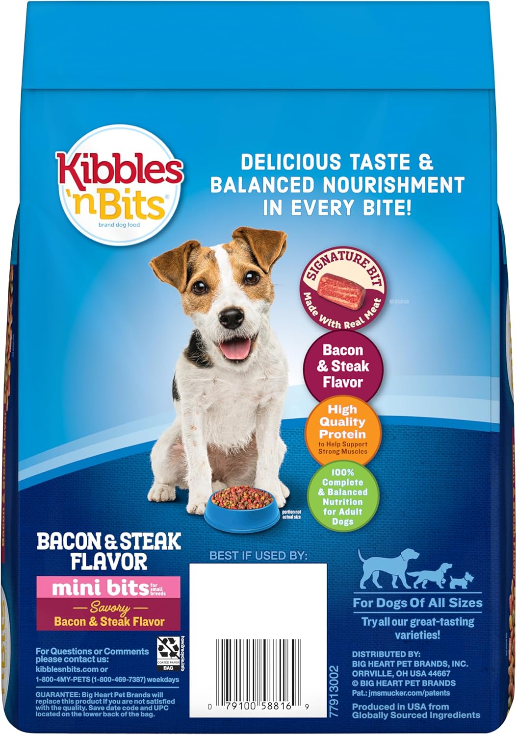 Mini Bits Small Breed Dry Dog Food, Savory Bacon & Steak Flavor for Adult Dogs, 3.5 Lb. Bag