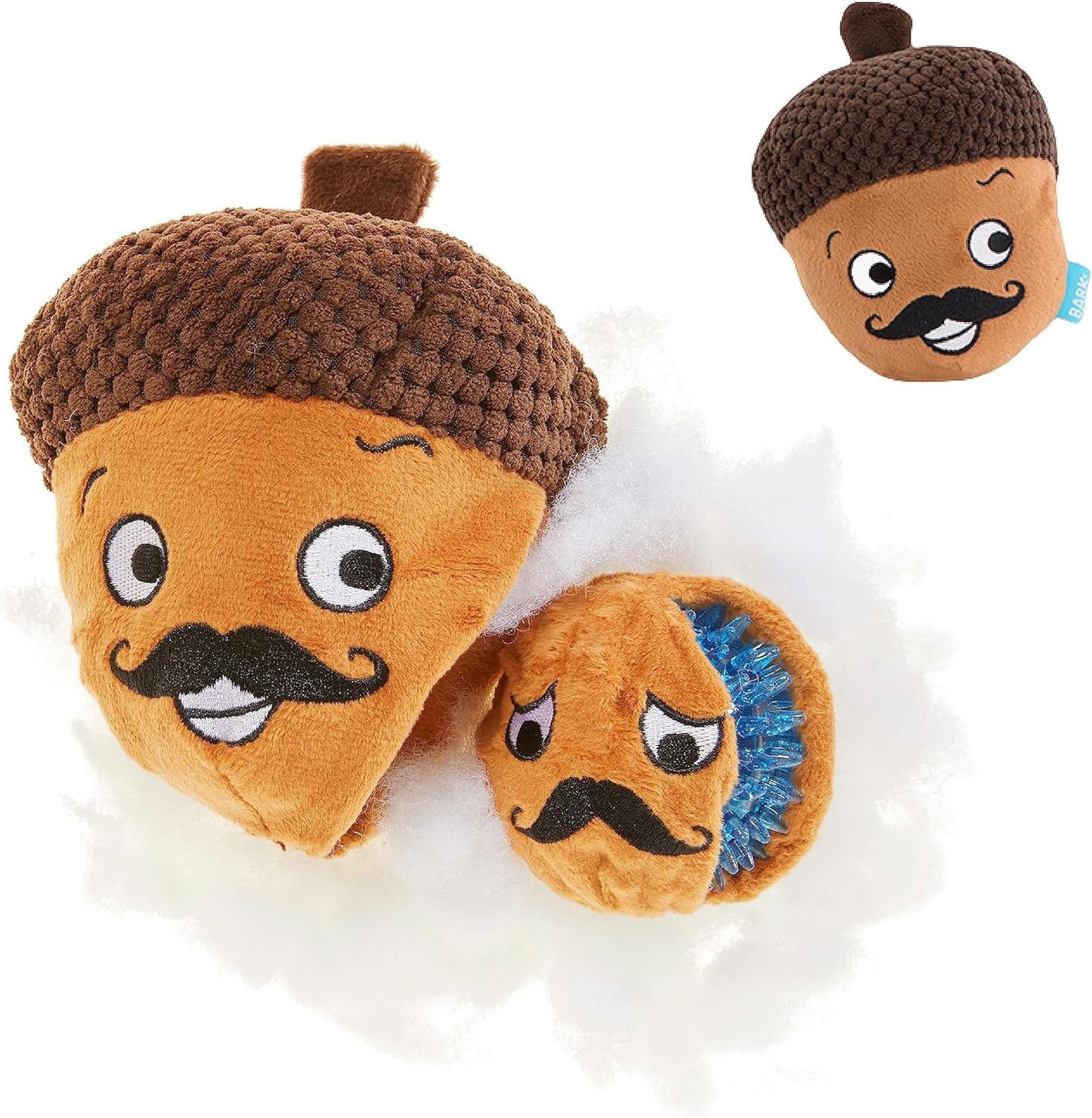 Dog Toy 2 in 1 Interactive, Plush Exterior with Squeaker & Textured Material, Tearable Dog Toy with Squeaky Spikey Ball Inside, Ideal for Toy Destroyers - Monsieur Acorn, Large